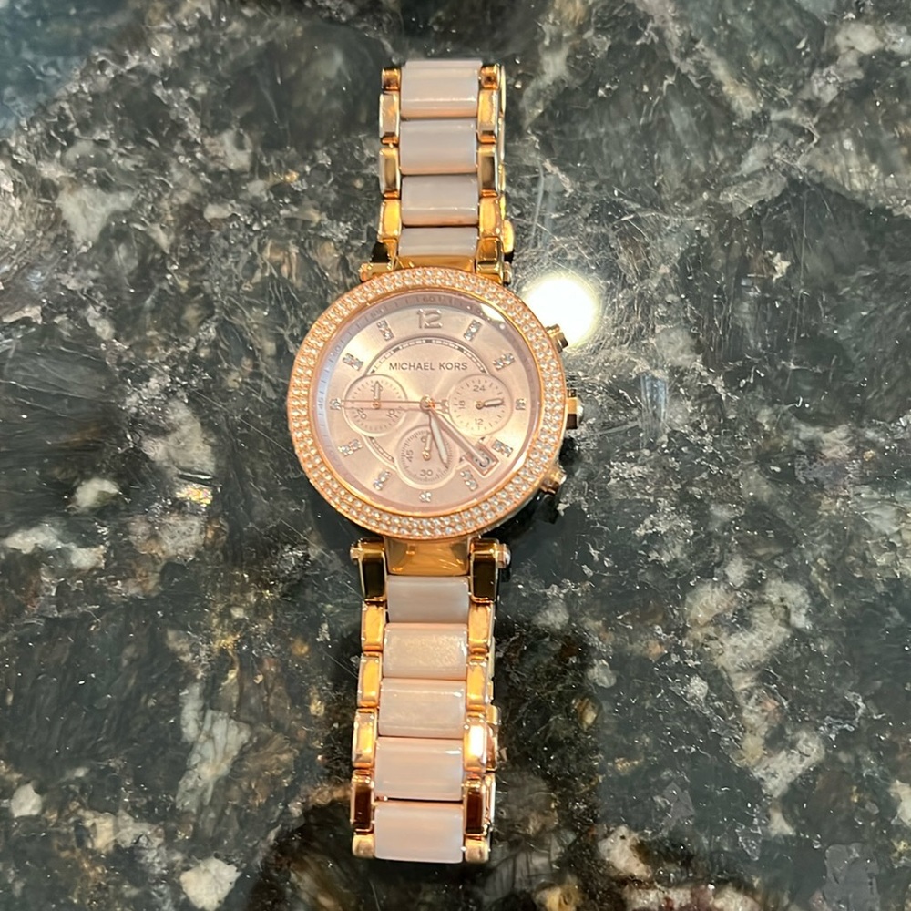 Rose gold and pink michael kors watch